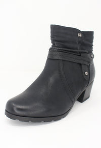 Black Block Heel Plain Front Ankle Boot