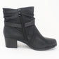 Black Block Heel Plain Front Ankle Boot