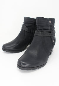 Black Block Heel Plain Front Ankle Boot