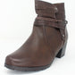 Brown Block Heel Plain Front Ankle Boot