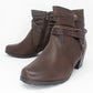 Brown Block Heel Plain Front Ankle Boot