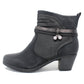 Black Block Heel Plain Front Ankle Boot-3