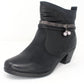 Black Block Heel Plain Front Ankle Boot-3