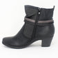 Black Block Heel Plain Front Ankle Boot-3