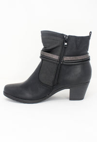 Black Block Heel Plain Front Ankle Boot-3