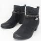 Black Block Heel Plain Front Ankle Boot-3