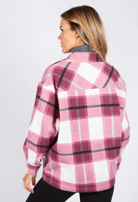 Raspberry Checked Shacket