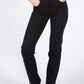 Straight Leg Black Trousers with Stitching Details on Back Pockets