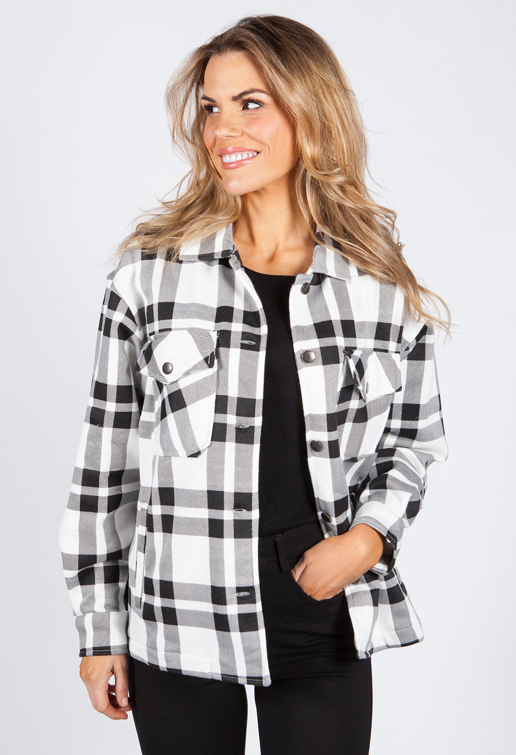 Black and White Checked Shacket