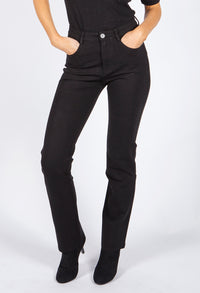 Straight Leg Black Trousers with Back Pocket Details