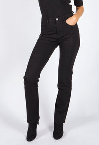 Straight Leg Black Trousers with Back Pocket Details