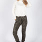 Khaki Camouflage Joggers with Silver Glitter Stripes