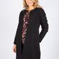 Charcoal Boucle Open Long Line Coat