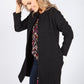 Charcoal Boucle Open Long Line Coat