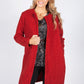 Red Boucle Open Long Line Coat