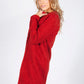 Red Boucle Open Long Line Coat