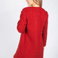 Red Boucle Open Long Line Coat