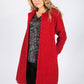 Red Boucle Open Long Line Coat