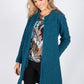 Teal Boucle Open Long Line Coat