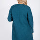 Teal Boucle Open Long Line Coat