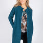 Teal Boucle Open Long Line Coat