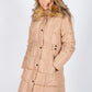 Beige Belted Coat with Detachable Faux Fur Collar