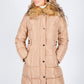 Beige Belted Coat with Detachable Faux Fur Collar