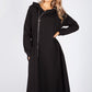 Black Hooded Zip Up Dress