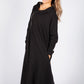 Black Hooded Zip Up Dress