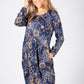 Navy Floral Knit Dress