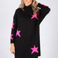 Black Knit Tunic with Pink Star Design