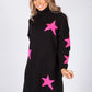 Black Knit Tunic with Pink Star Design