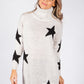 Beige Knit Tunic with Black Star Design