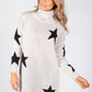 Beige Knit Tunic with Black Star Design