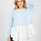 Tiffany Blue Knit Jumper with Shirt Details