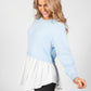 Tiffany Blue Knit Jumper with Shirt Details