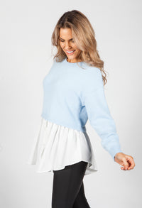 Tiffany Blue Knit Jumper with Shirt Details