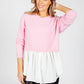 Bright Rose Knit Jumper with Shirt Details