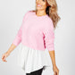 Bright Rose Knit Jumper with Shirt Details