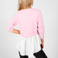 Bright Rose Knit Jumper with Shirt Details