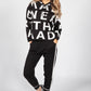 Black Lettered Knit Jogger Set