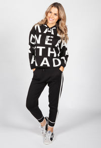 Black Lettered Knit Jogger Set