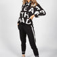 Black Lettered Knit Jogger Set