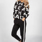 Black Lettered Knit Jogger Set