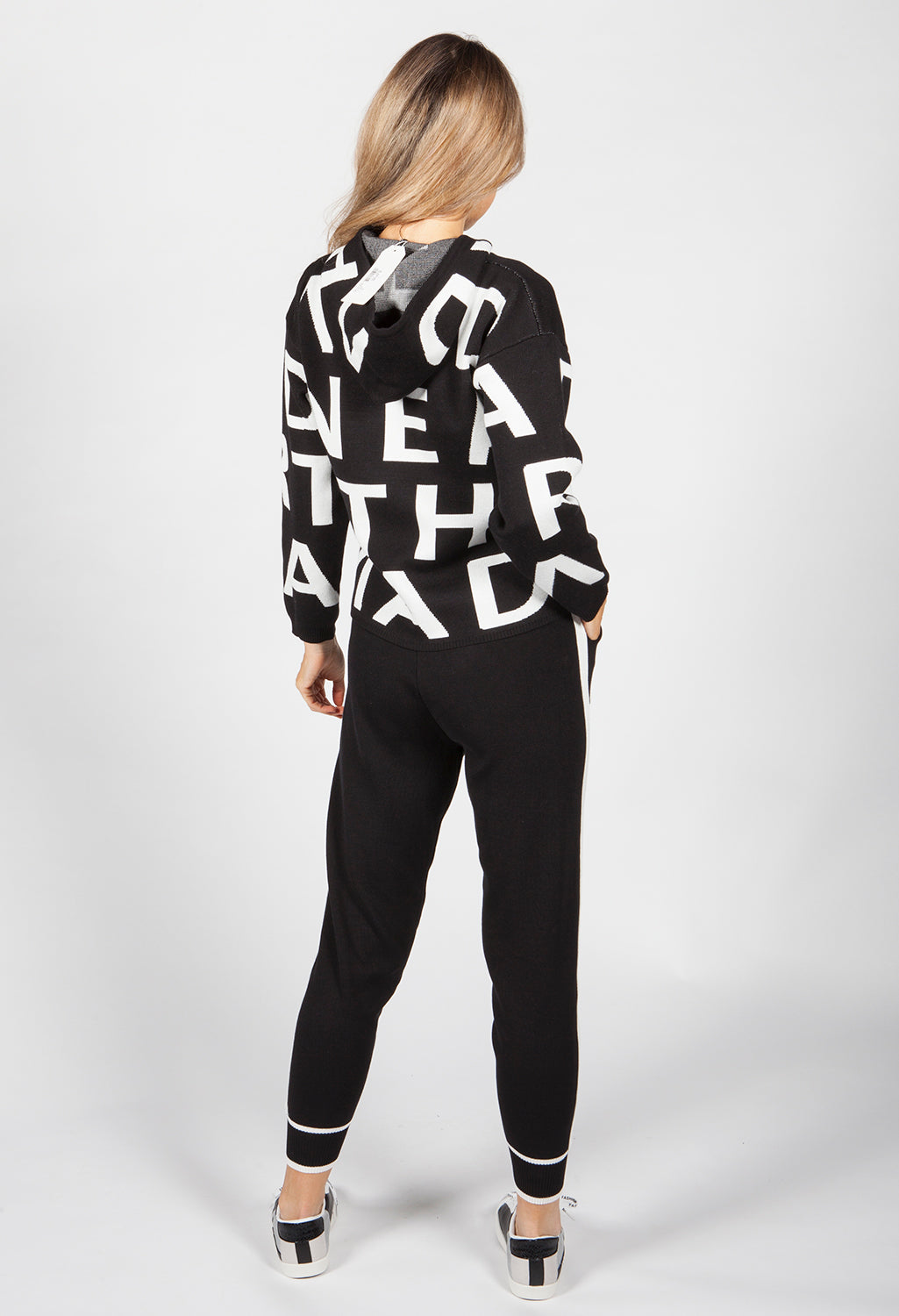 Black Lettered Knit Jogger Set