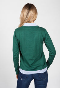 Forest Green Knit with Shirt Details