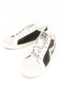 Black and Silver Fashion Laced Trainers