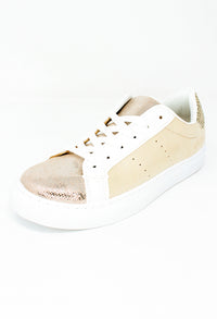 Beige Faux Suede Trainers