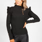 Black Ribbed High Neck Knit