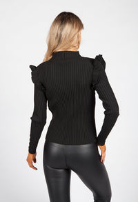 Black Ribbed High Neck Knit